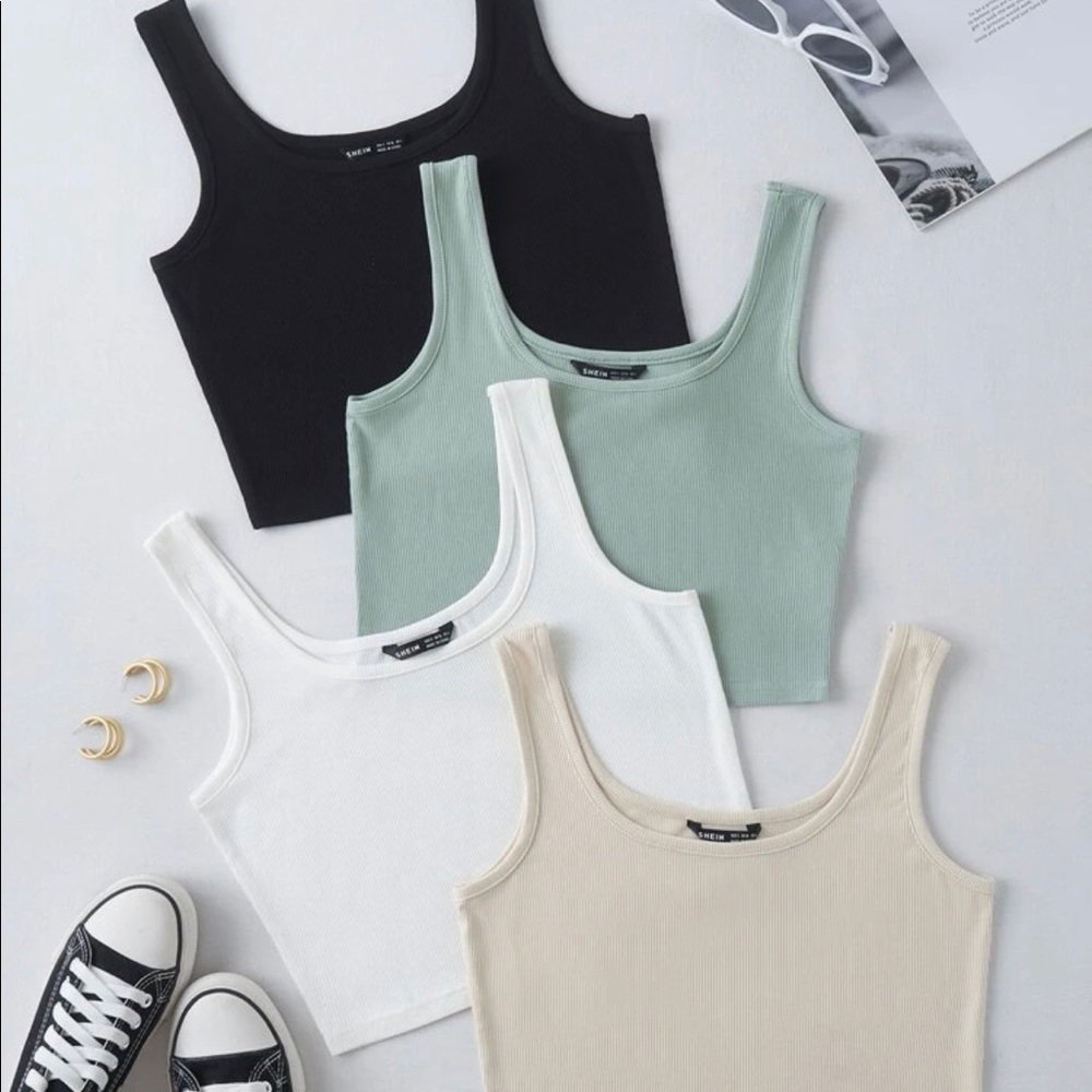 4 pack Solid Crop Tank Top